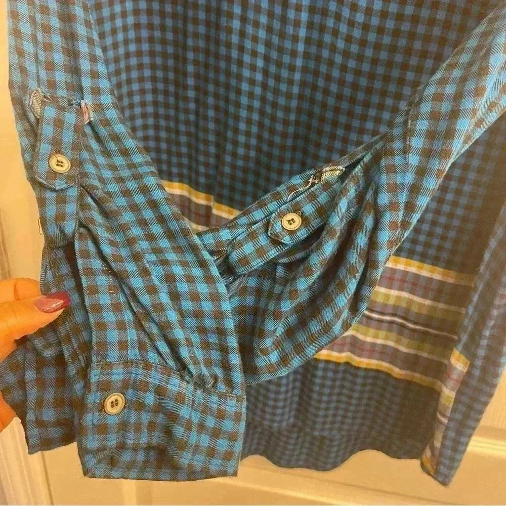 Hi-Low Multi Colored Long Sleeve Plaid Top by Westbound - Picture 6 of 7
